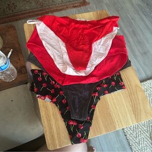 Victoria's Secret Red and Black Cherry Print Girls Bottoms